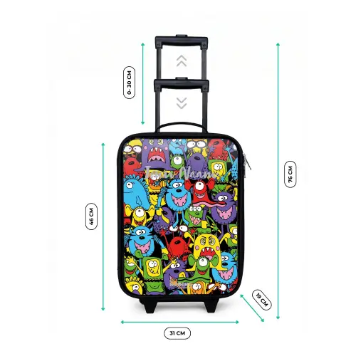 Monsters met Felle Kleuren Kinderkoffer - Zwart klein -productfoto_formaten