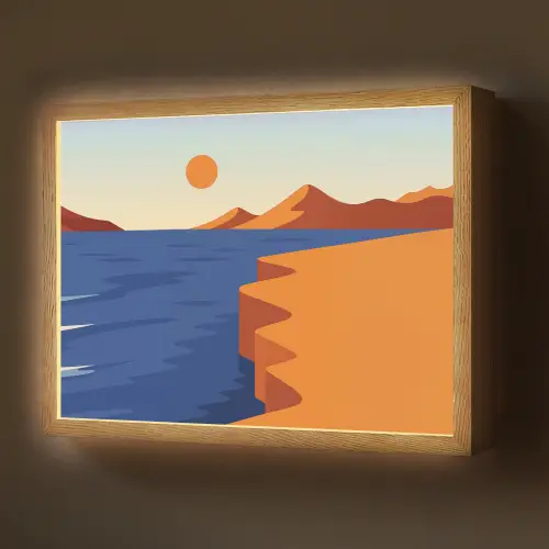 Landschap - Bergen - Zon - Zee Light Box met batterij (Wandlamp) middel -z3d_website