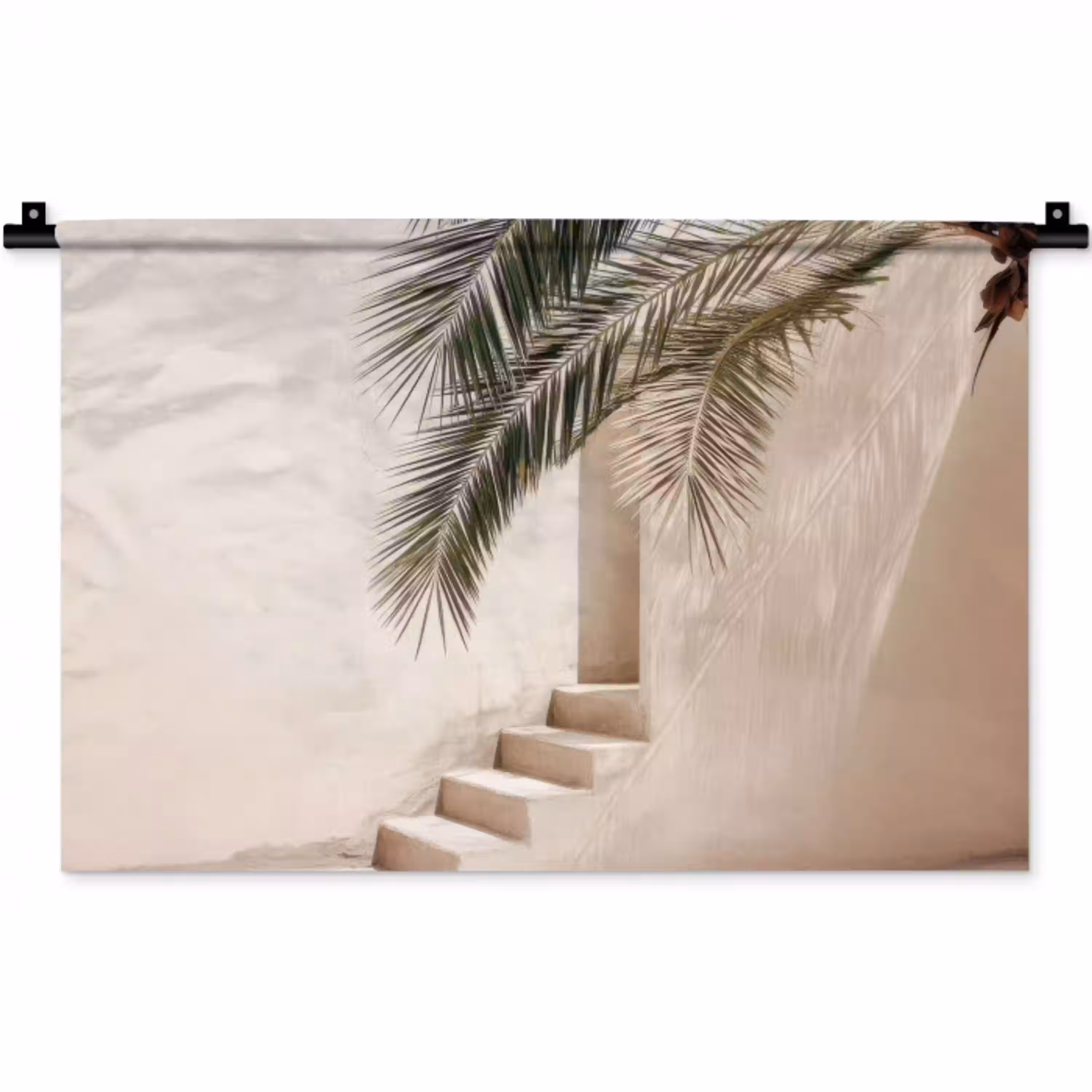 Palmboom - Schaduw - Trap - Beige Wandkleed katoen klein -zz3d