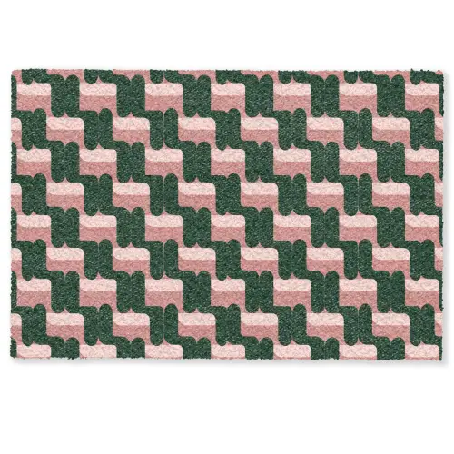 Vlechtpatroon - Groen - Roze - Geometrisch Deurmat klein 898 -zkaufland3d