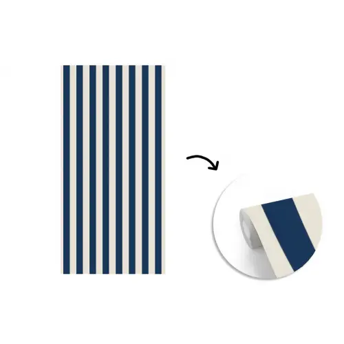 Verticale strepen - Blauw - Crème fotobehang vinyl groot 64 -3d