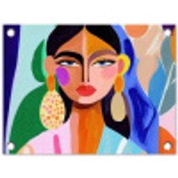 Portret - Vrouw - Modern tuinposter los doek klein -3d