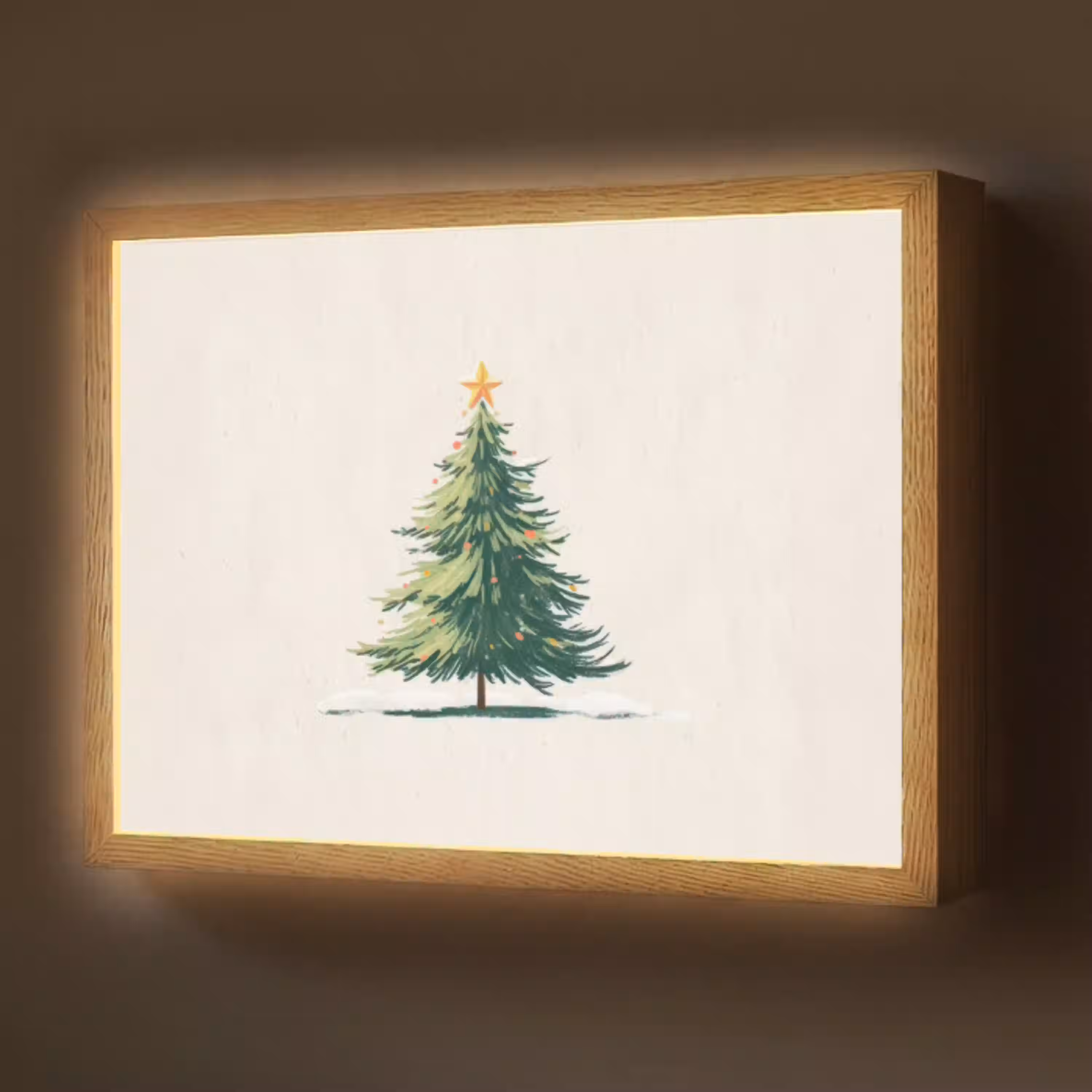 Kerstboom - Illustratie - Ster - Sneeuw Light Box met batterij (Wandlamp) middel -z3d_website