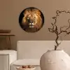 Leeuw - Dieren - Zwart - Licht - Bruin - Portret Wandcirkel kunststof plaat 5mm dik klein -sfeer1