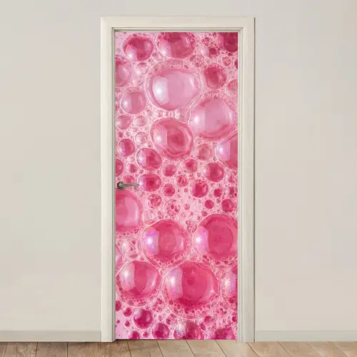 Roze - Schuim - Bubbels deurposter klein -3d_beige