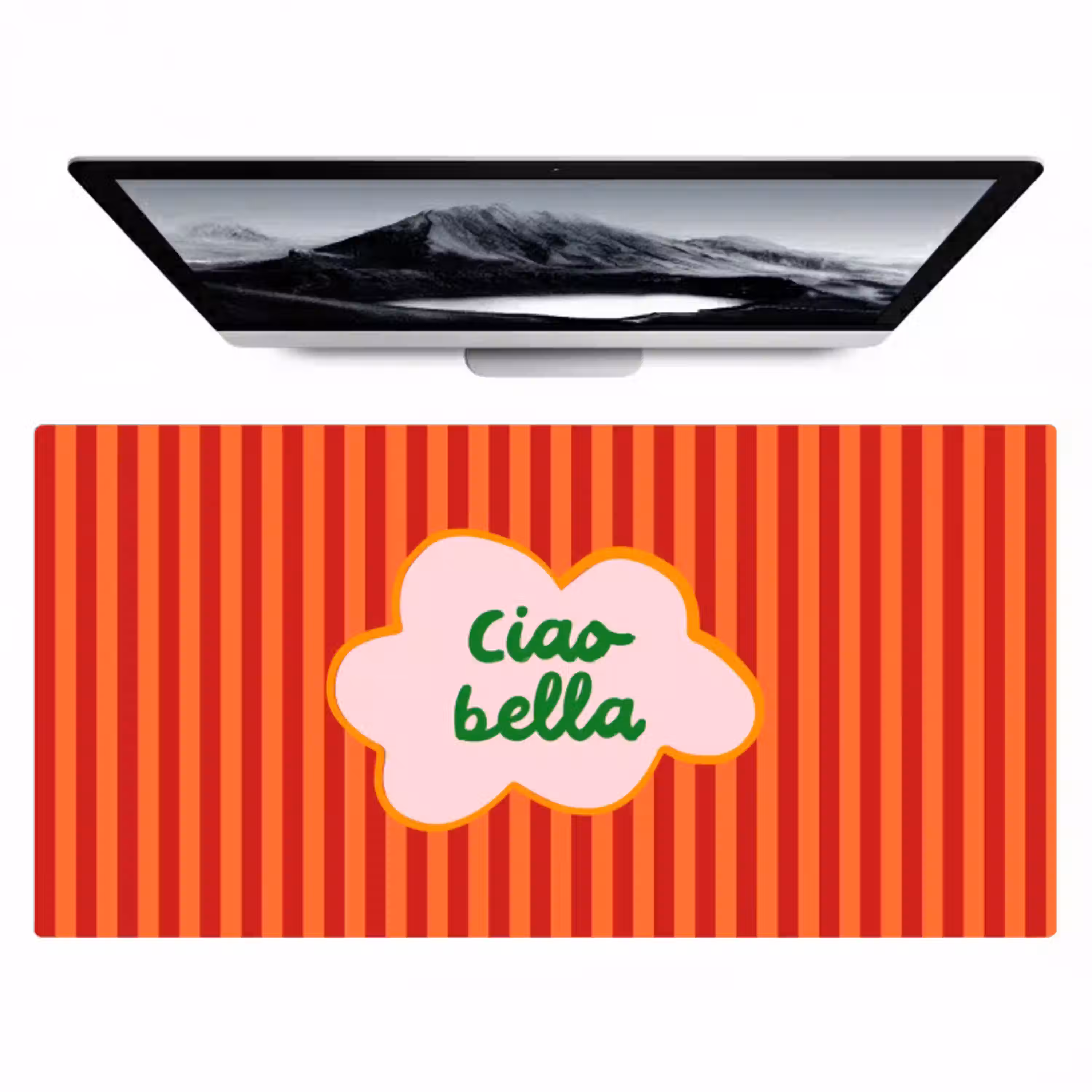 Ciao bella - Tekstwolk - Strepen - Oranje Muismat XXL klein -zzz3d