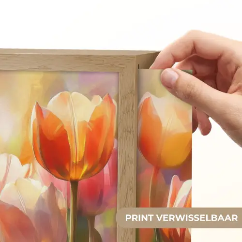 Tulpen - Sprookjesachtig - Kleurrijk Light Box met batterij (Wandlamp) middel -USP_websiteprintNL