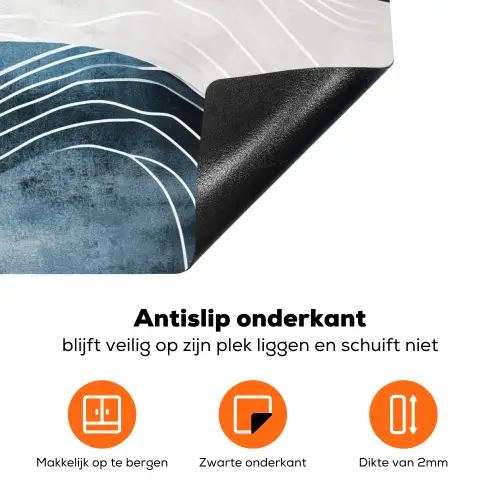 Lijnen - Golven - Abstract - Blauw Inductie beschermer vinyl 3mm klein -zzzzzzz-td-onderkant