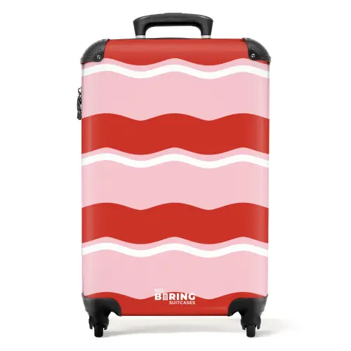 Golvende strepen in rood en roze NBS - Handbagage koffer - Kinderen Unisex middel -productfoto_recht