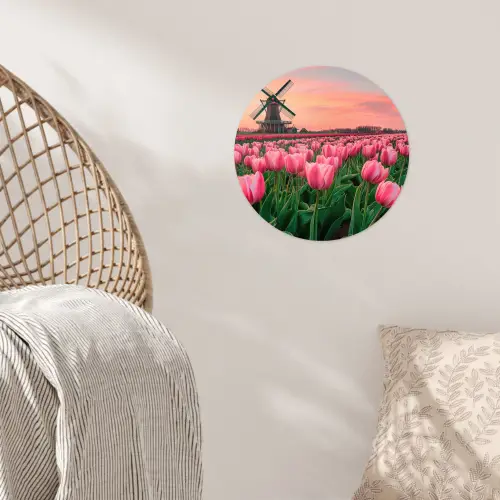 Tulpen - Molen - Nederland Wandcirkel behangsticker klein -sfeer4