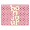 Bonjour - Stippen - Roze- Geel muismat rubber klein -3d