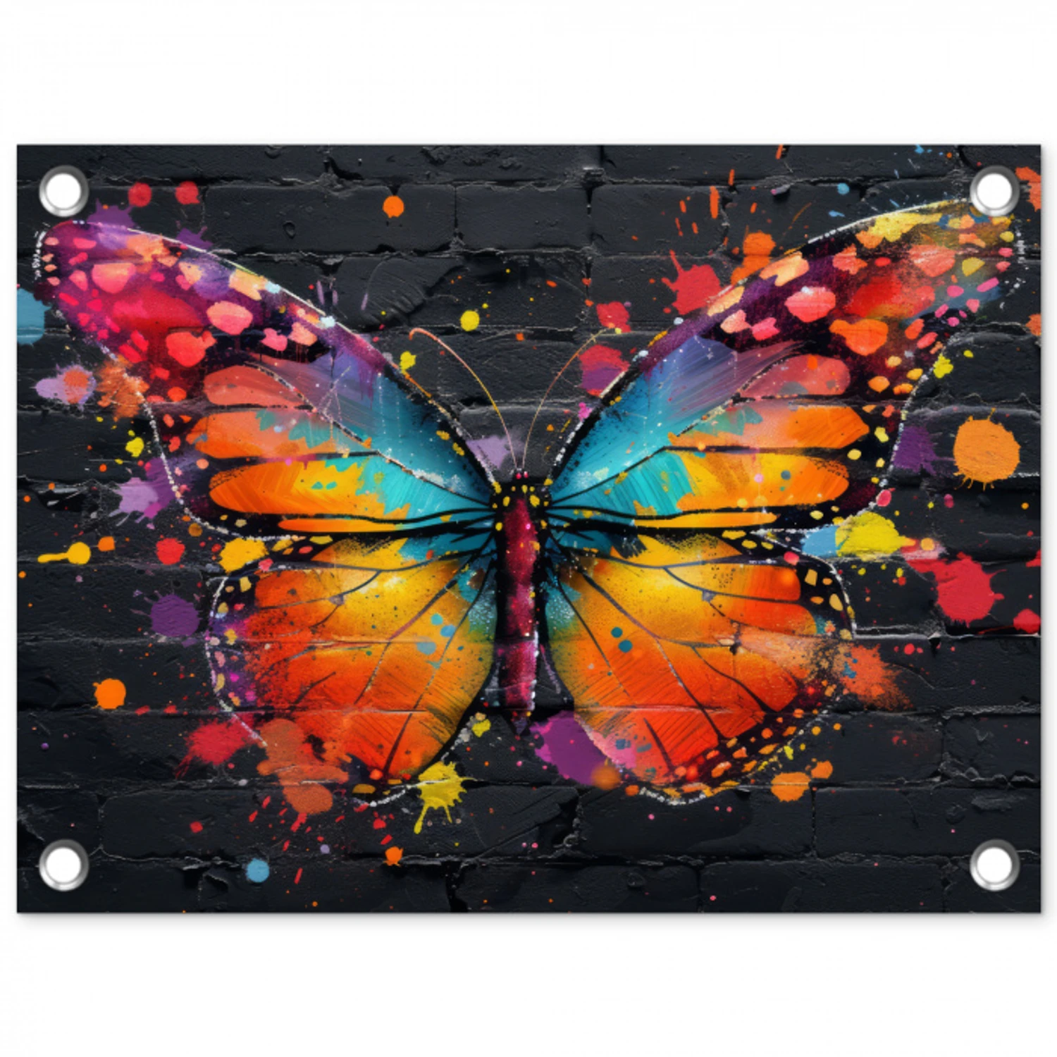 Vlinder van Kleuren tuinposter los doek klein -3d