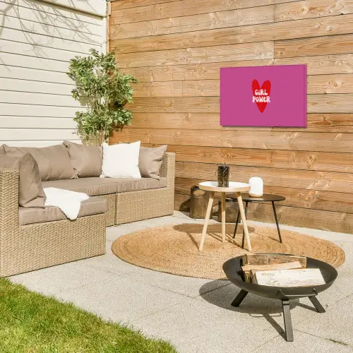Girl power - Hart - Roze - Rood Tuinposter op houten frame 2 cm dik klein -sfeer2