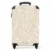 Beige achtergrond met abstracte witte lijnen NBS - Handbagage koffer - Kinderen Unisex middel -productfoto_recht