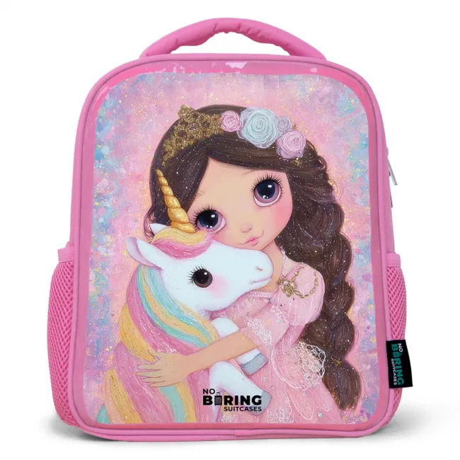 Meisje - Eenhoorn - Glitter Kinderrugzak - Roze middel -3d