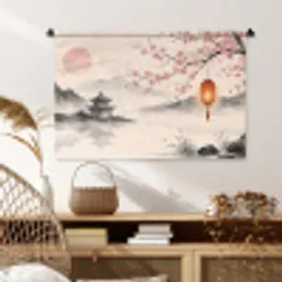 Zon - Japans - Traditioneel Wandkleed katoen middel -sfeer5