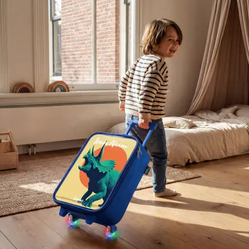 Dino - Triceratops  - Dier Kinderkoffer - Blauw klein -sfeer1