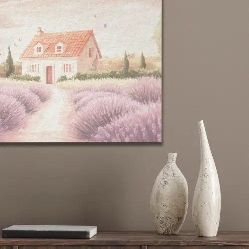 Lavendelveld - Huis - Paars PET vilt klein -sfeer6_closeup
