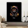 Kat met kleurrijk vest en oranje bril canvas 2cm klein -sfeer6