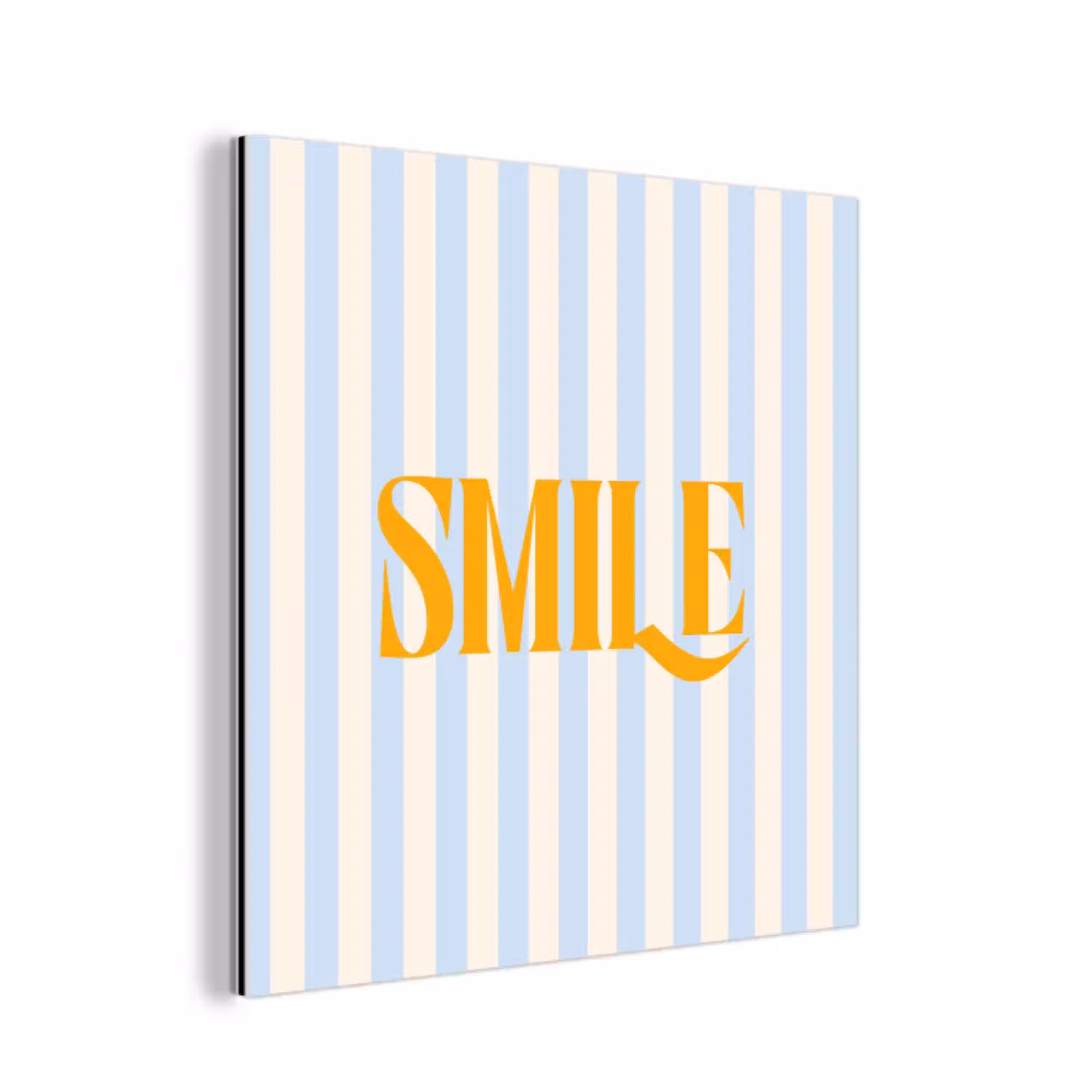 Oranje - Blauw - Strepen - Smile aluminium wit klein -3d