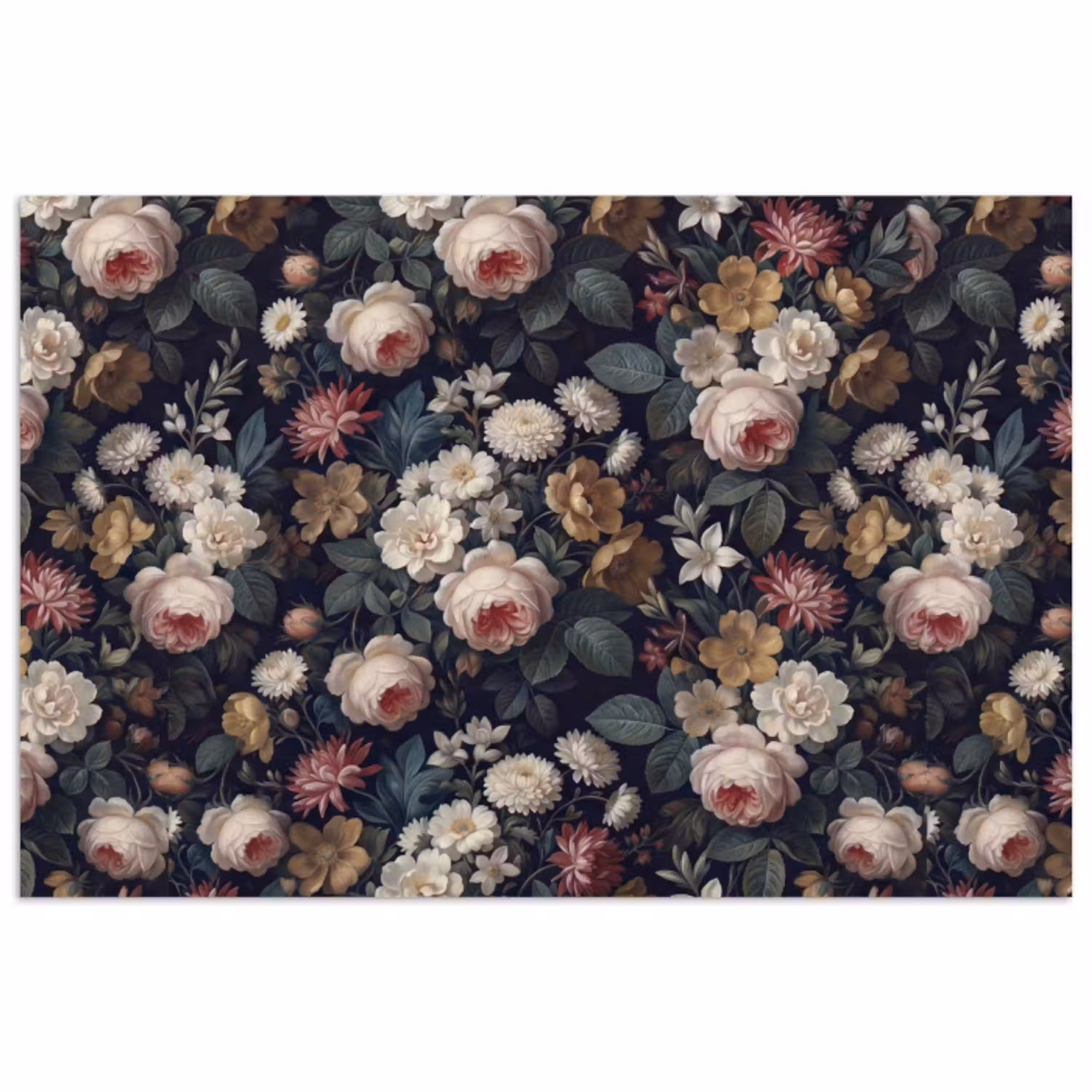 Bloemen - Boeket - Botanisch - Vintage - Donkere achtergrond poster papier klein -3d