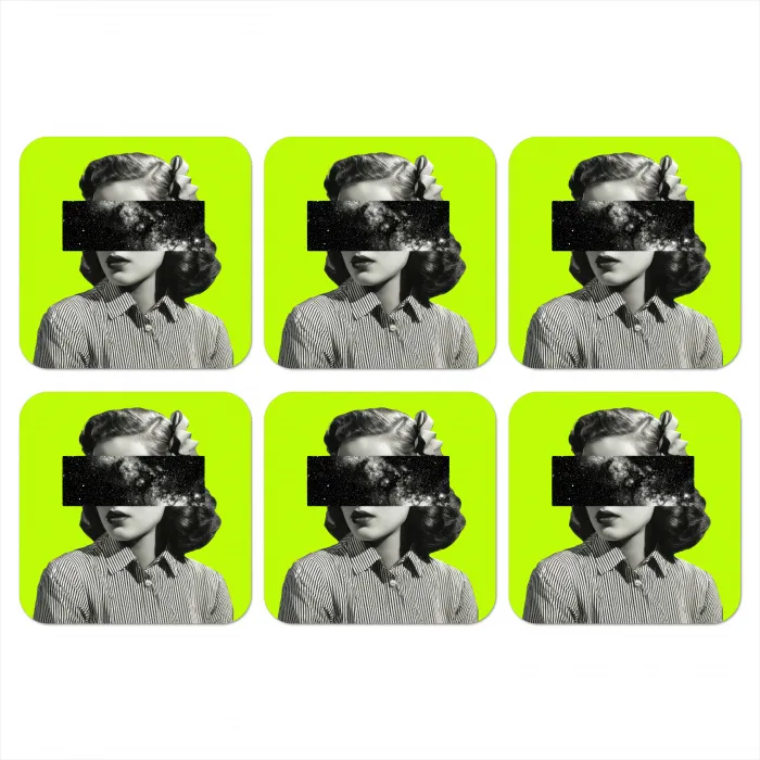 Vrouw - Sterrenhemel - Groen onderzetter kurk middel -3d