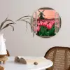 Doorkijk - Tulpen - Bloemen - Molen - Raam Wandcirkel plexiglas klein -sfeer4