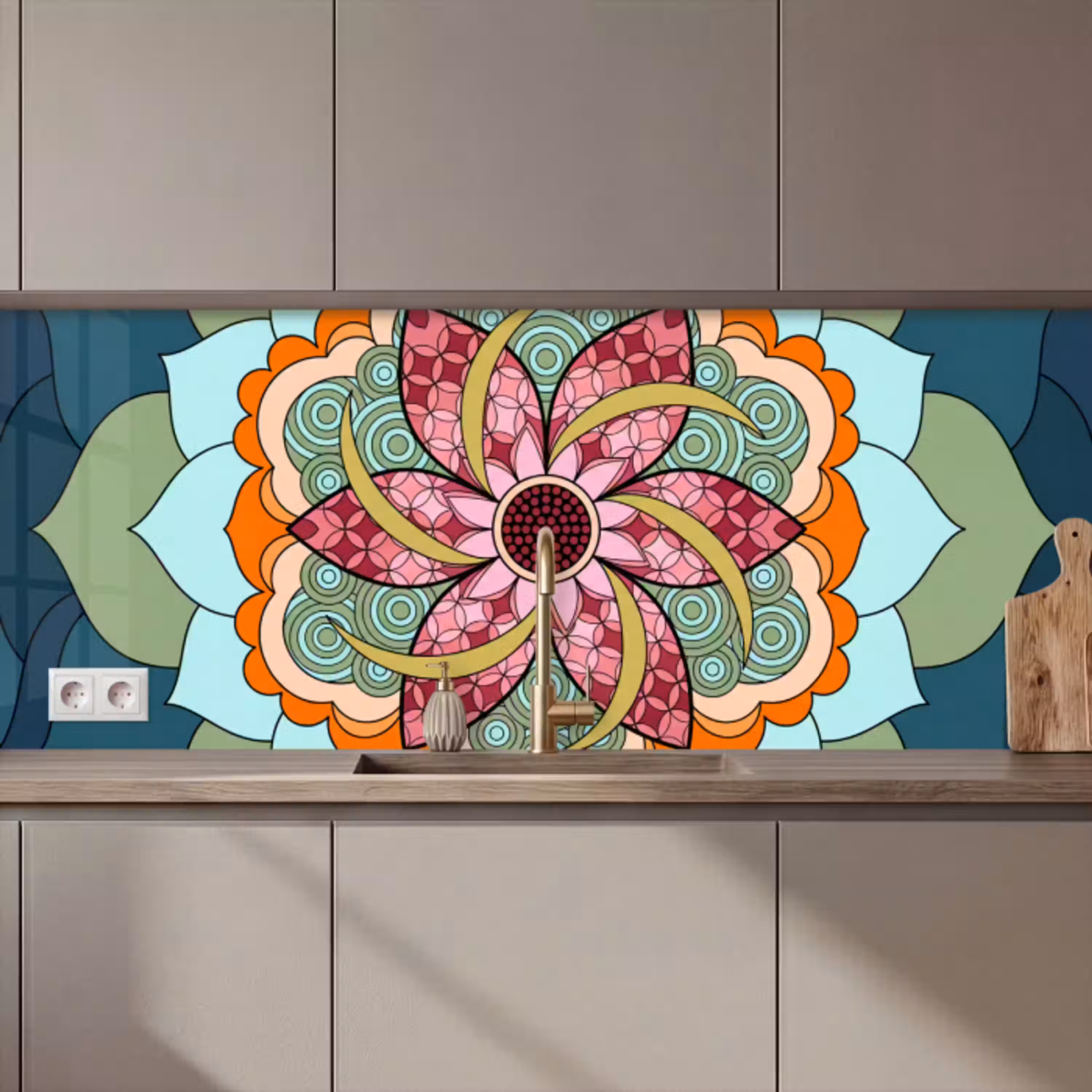 Mandala - Geometrisch - Kunst - Decoratief - Kleurrijk keuken achterwand 2 middel zz_3dshopping