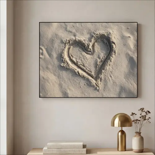 Hartvorm - Getekend - Beige - Zand Textielframe zwart klein -sfeer2