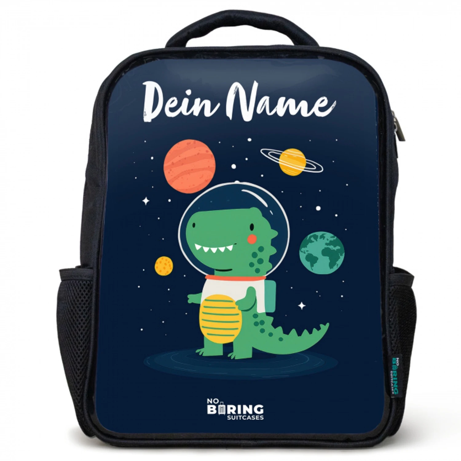 Ruimte - Dino - Planeten - Sterren Rugzak - Zwart middel -3d