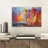 Grachtenpanden - Kunst - Schilderij - Amsterdam aluminium wit klein -sfeer1