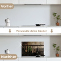 Keukengerei - Rustiek - Tegels - Kruiden keuken achterwand spatscherm klein -voor_na_DE
