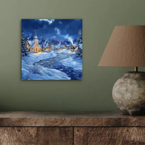 Winteravond - Kerstdorp - Donker aluminium wit klein -sfeer2