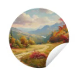 Landschap - Illustratie - Natuur Wandcirkel tuinposter met ringen klein -3d