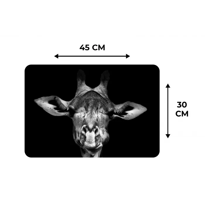 Giraffe - Portret - Dieren - Zwart - Wit Placemat vinyl groot -specs