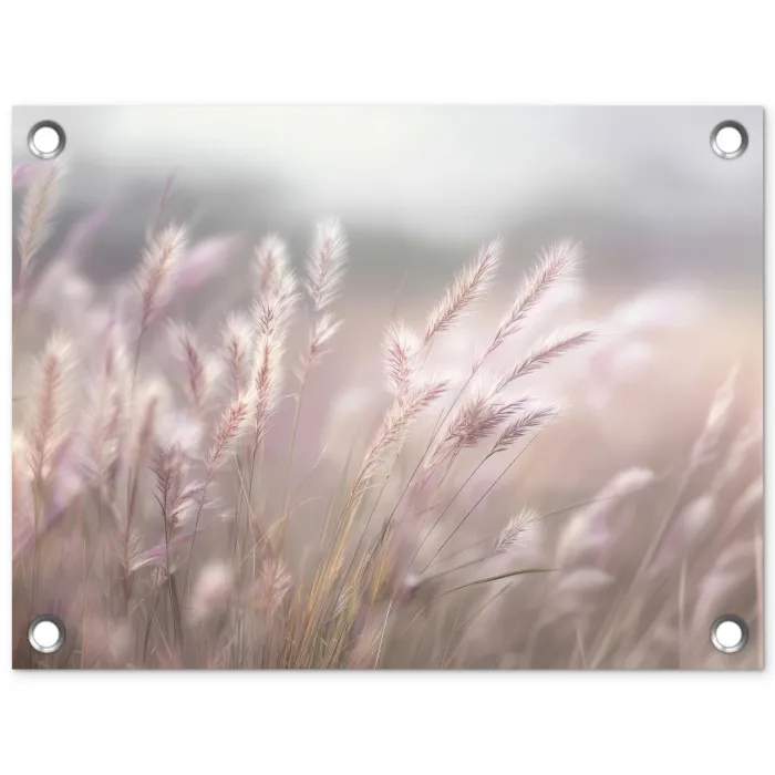 Graspluimen - Wind - Beige - Mistig tuinposter los doek klein -3d