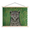 Panter - Zebrapatroon - Groen textielposter latten blank klein -3d