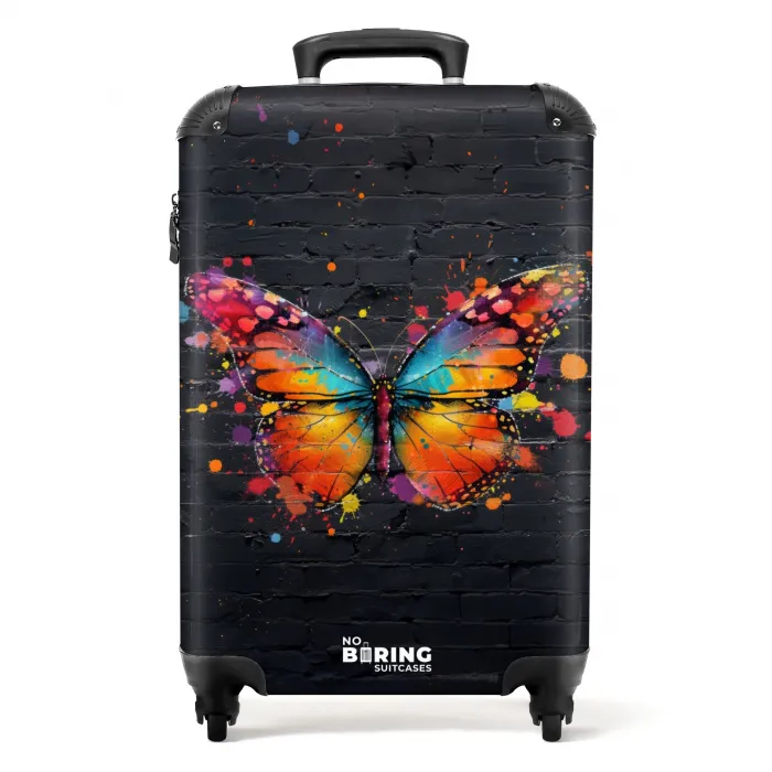 Graffiti vlinder met felle kleuren NBS - Handbagage koffer - Kinderen Unisex middel -productfoto_recht