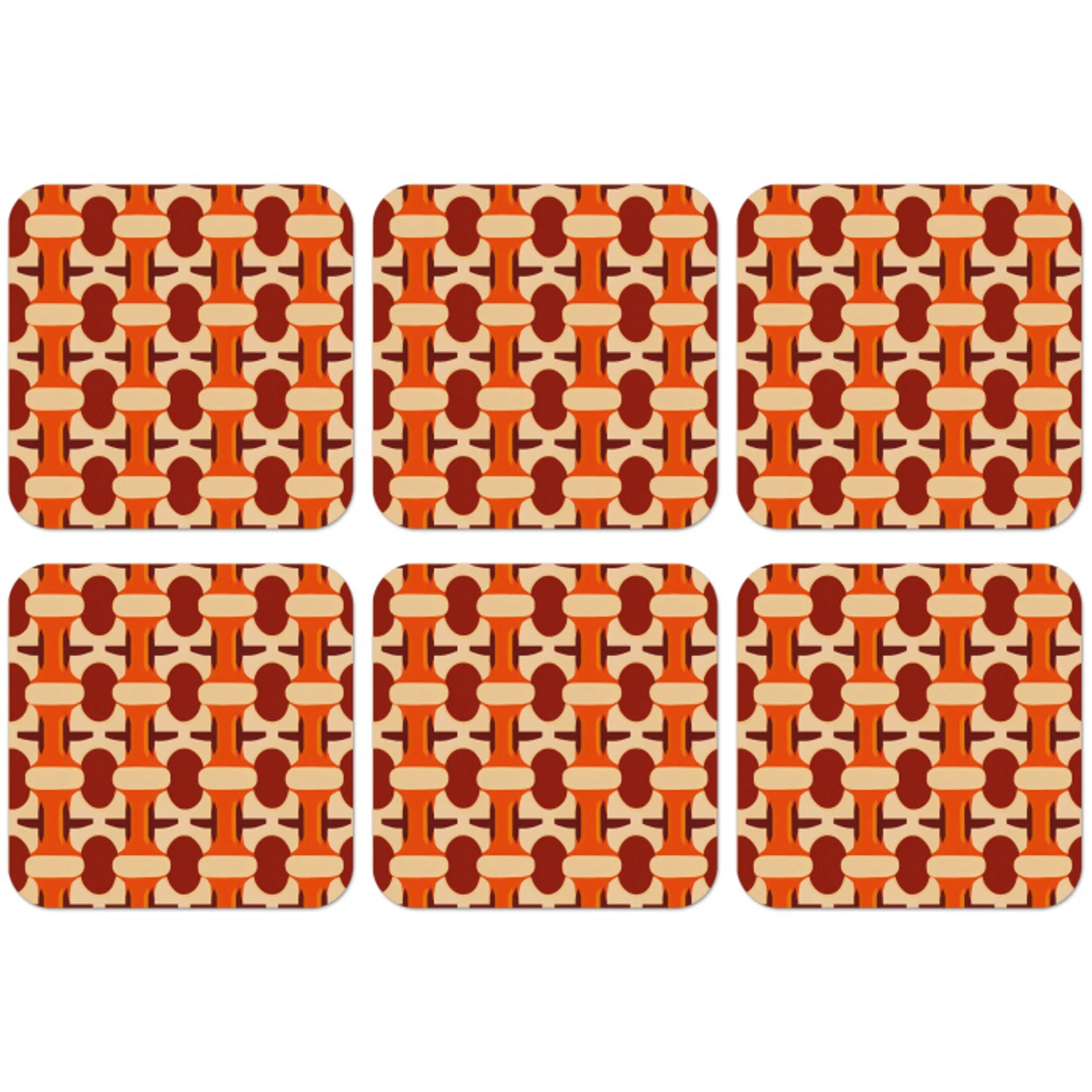 Geometrisch - Retro - Oranje onderzetter kurk middel 366 -zkaufland3dotto