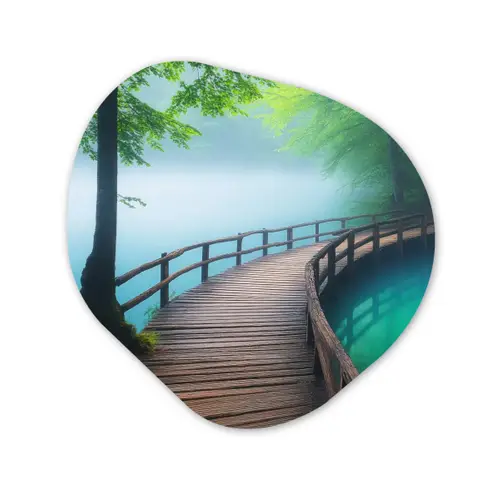 Brug - Water - Rivier - Bos Wandcirkel Organisch Forex 3mm klein -3d