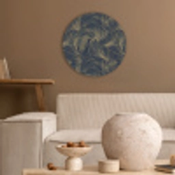 Abstract - Lijnen - Blauw - Goud Akoestische PET Vilt - Rond klein 838 -sfeer1