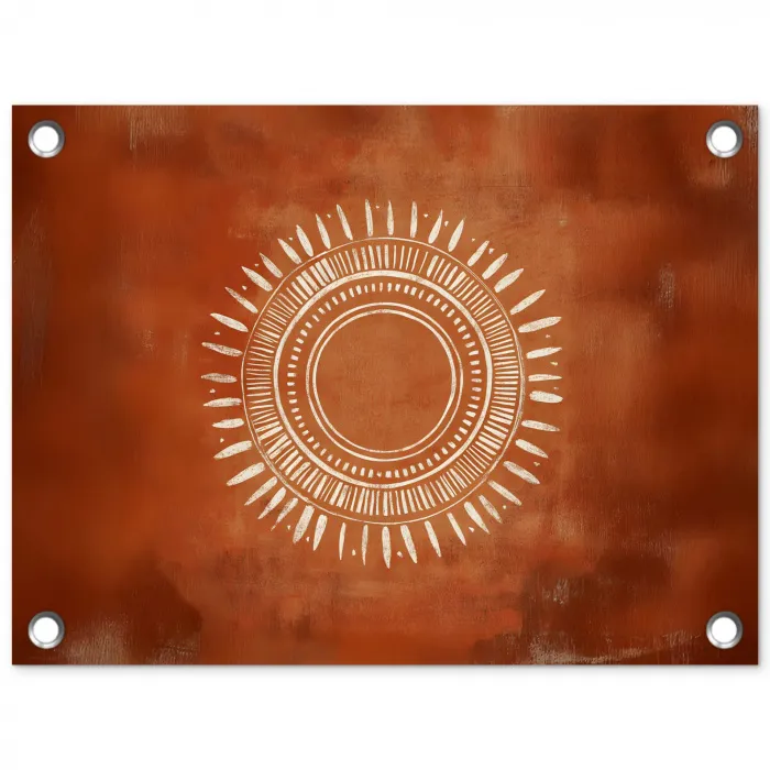 Abstract - Lijnen - Zonnestralen - Roodbruin tuinposter los doek klein -3d