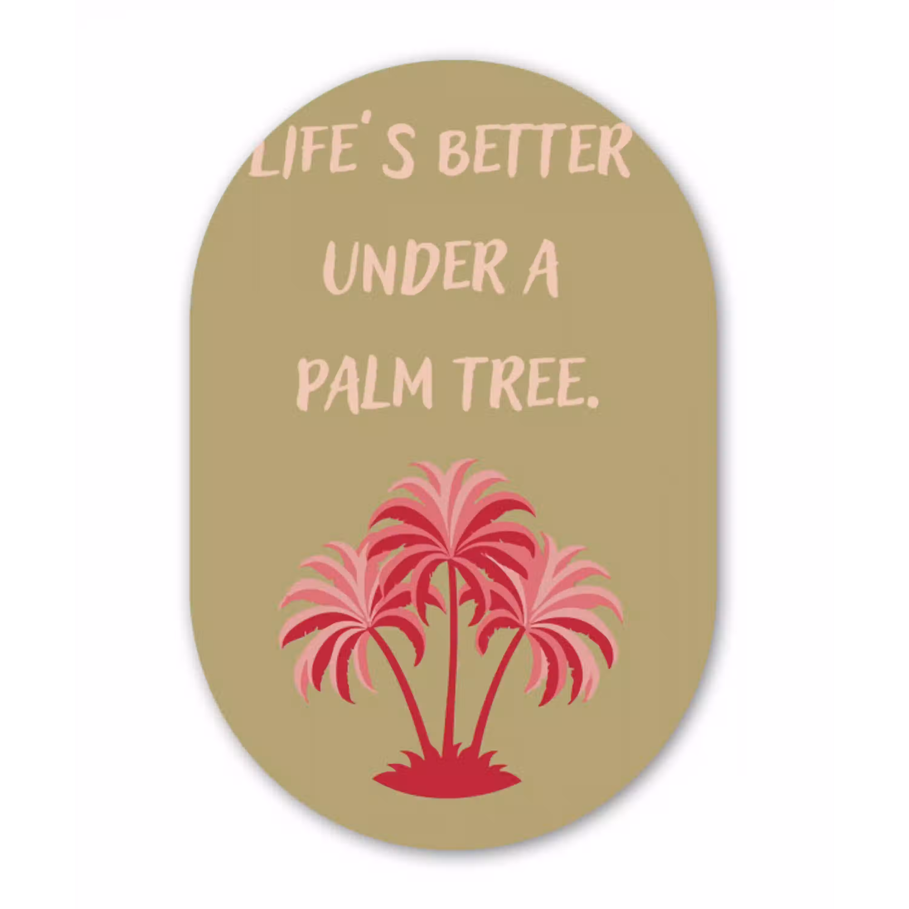 Groen - Zomer - Quote - Palmboom Wandcirkel Ovaal Aluminium middel -3d
