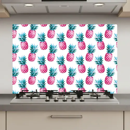 Ananas - Roze - Wit keuken achterwand spatscherm klein 900 -3d_website