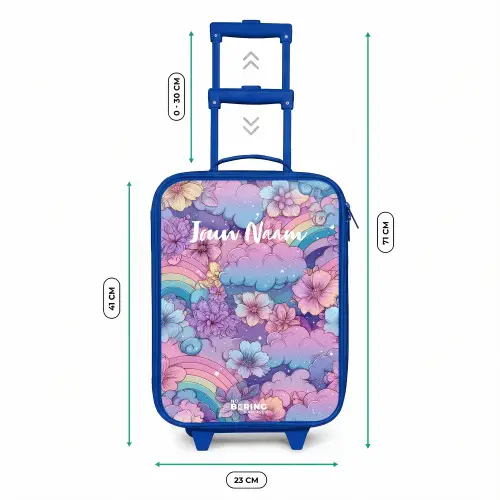 Illustratie van wolken, regenbogen en bloemen Kinderkoffer - Blauw klein -productfoto_formaten