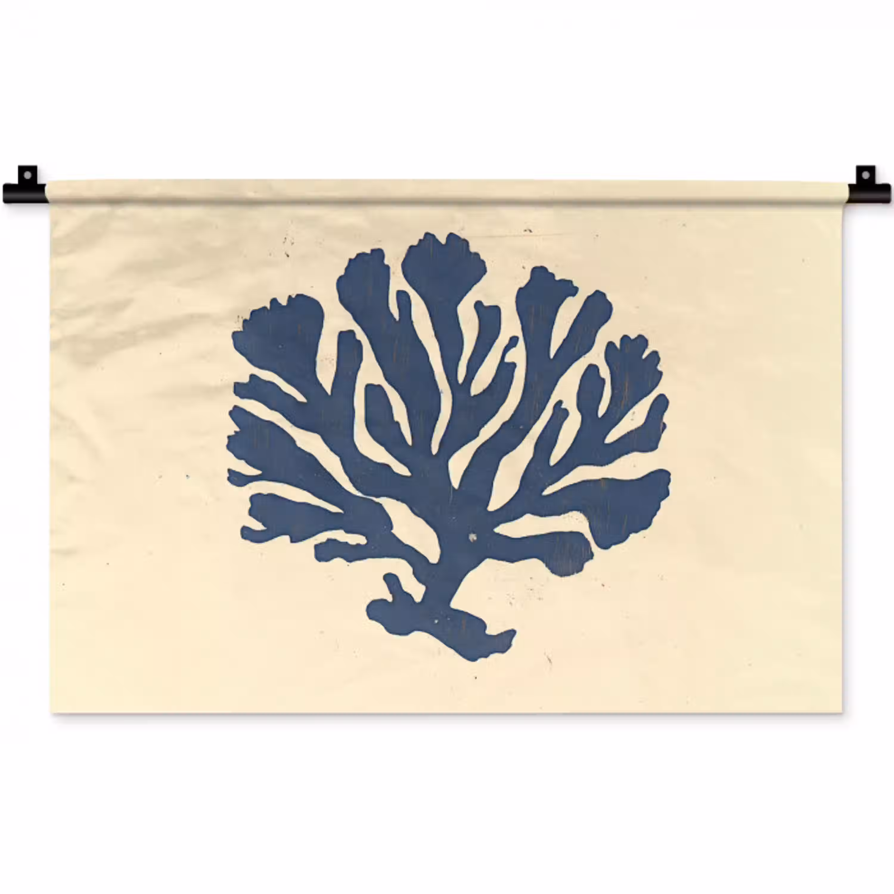 Blauw koraal - Vertakkingen - Beige Wandkleed katoen klein -zz3d