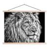 Portret - Leeuw - Zwart wit textielposter latten blank klein -3d