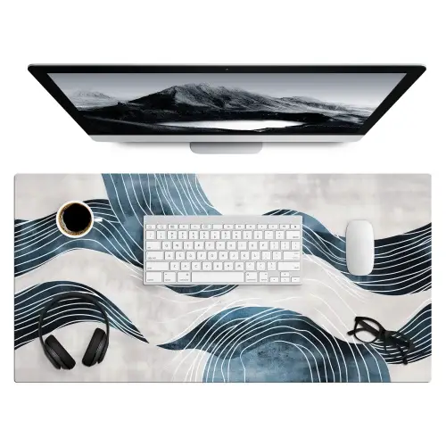 Lijnen - Golven - Abstract - Blauw Muismat XXL klein -3d
