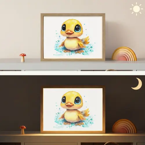 Eendje - Badeend - Geel Light Box met batterij (Wandlamp kind) middel -sfeer3_kind