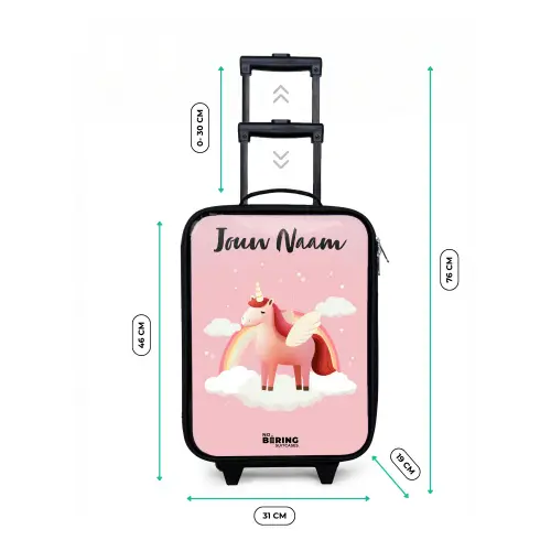 Eenhoorn - Vleugels - Roze - Regenboog Kinderkoffer - Zwart klein -productfoto_formaten
